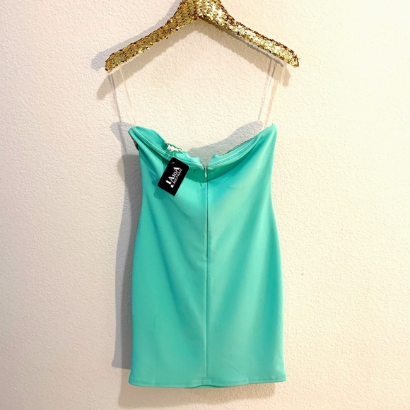 Strapless Teal Dress - Picture 4 of 4